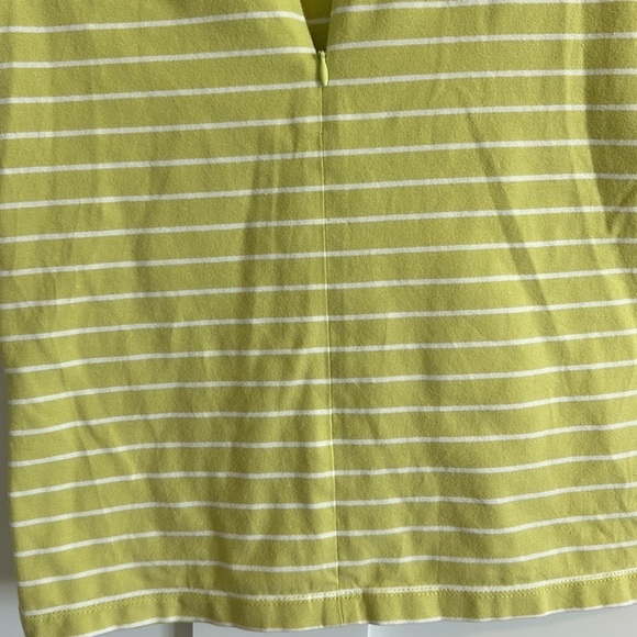 St. John's Bay Women's S Zip Neck Polo Tee Shirt Lime Green White Stripe Preppy - Picture 3 of 15